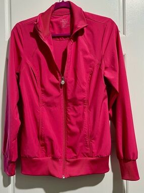 Infinity by Cherokee Women's Bright Pink Zip-Up scrub Jacket